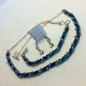 FINAL SALE PRICE Lia Rosa OOAK Hand Woven Jewelry Set in Blues